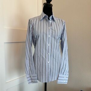 Banana Republic Women’s Blue and White Striped Dress Shirt